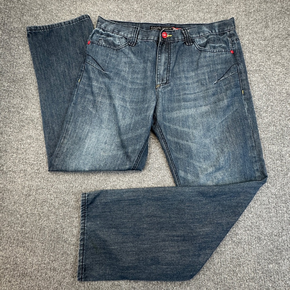 Coogi 69 Jeans Mens 38x34 (Fits as 38x33)‎ Blue Baggy Straight Leg Hip Hop READ